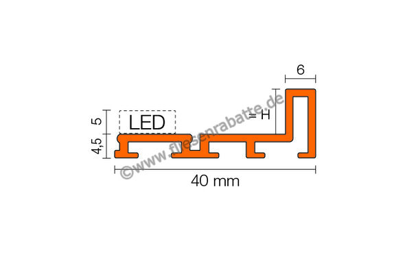 Schlüter Systems LIPROTEC-D Profil Aufnahmeprofil für Dekor-Materialien H=4,5 mm Aluminium Alu natur matt eloxiert Höhe: 4,5 mm Länge: 2,5 m LTD45AE | 339910