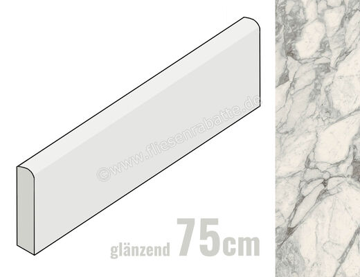 Marazzi Allmarble Calacatta Extra 7x75 cm Sockel Glänzend Eben Lux M425 | 342220