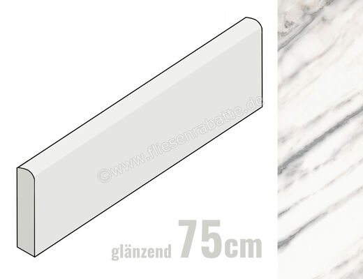 Marazzi Allmarble Bianco Arni 7x75 cm Sockel Glänzend Eben Lux MF07 | 342277