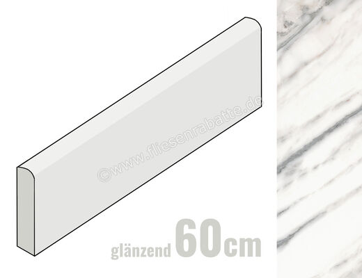 Marazzi Allmarble Bianco Arni 7x60 cm Sockel Glänzend Eben Lux MF88 | 342322