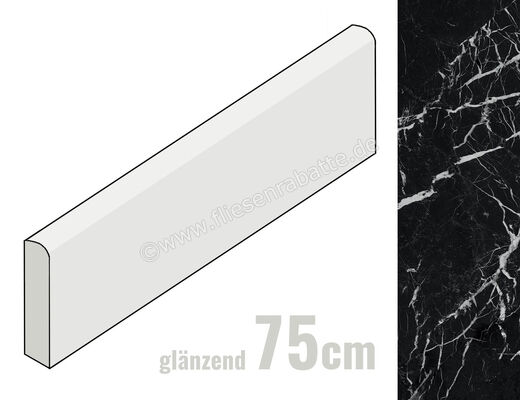 Marazzi Allmarble Elegant Black 7x75 cm Sockel Glänzend Eben Lux M427 | 342382