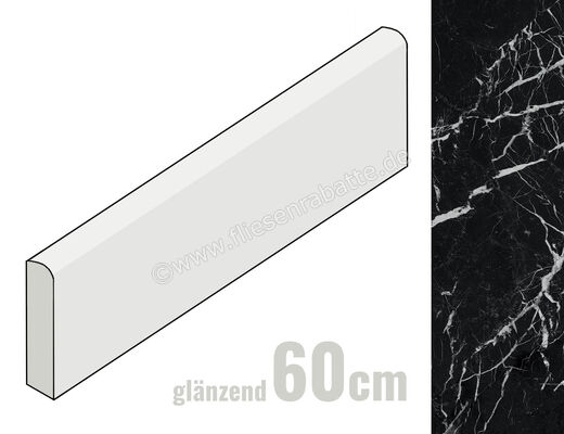 Marazzi Allmarble Elegant Black 7x60 cm Sockel Glänzend Eben Lux M42K | 342397