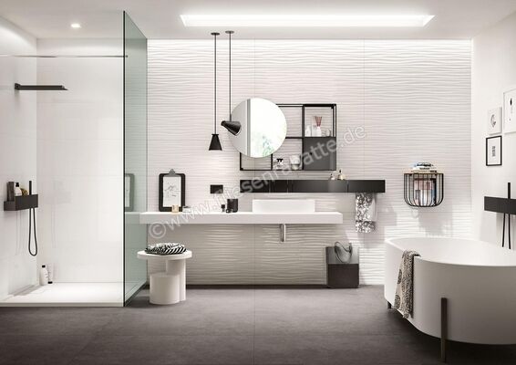  Marazzi Essenziale White Struttura Wave 40x120 cm Wandfliese Glänzend Strukturiert Lux MMFM | 346183