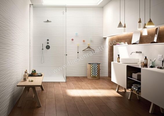 Marazzi Essenziale White Struttura Wave 40x120 cm Wandfliese Seidenmatt Strukturiert Satinato MMFN | 346195