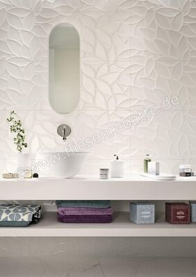  Marazzi Essenziale White Struttura Flora 40x120 cm Wandfliese Seidenmatt Strukturiert Satinato MMFP | 346210