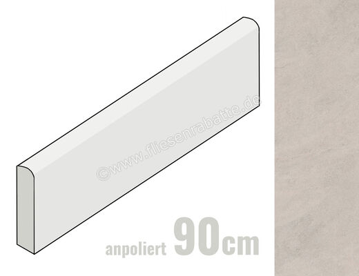 Margres Concept Light Grey 8x90 cm Sockel Anpoliert Eben A 89CT3A | 361754
