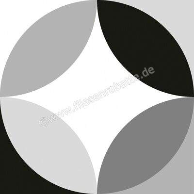 Dune Ceramica Hidraulico Circular Black White 20x20 cm Bodenfliese / Wandfliese Matt Eben Naturale 187819 | 373101