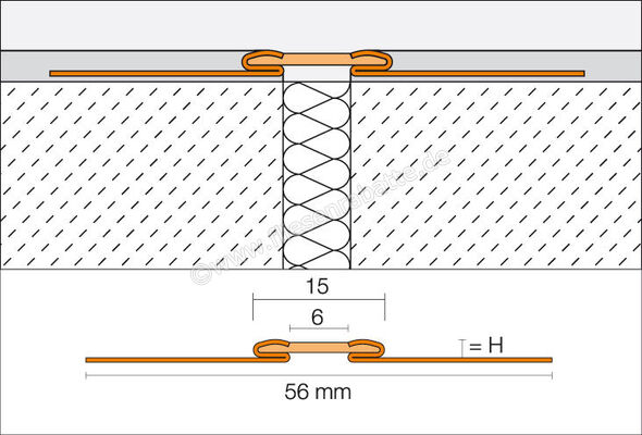  Schlüter Systems DILEX-EKSB Bewegungsfugenprofil Edelstahl V2A C - Creme H&ouml;he: 6 mm L&auml;nge: 2,5 m EKSB60C | 388847