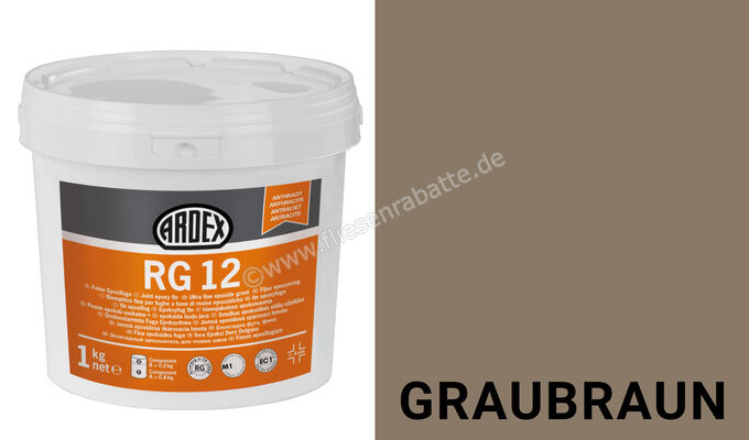 Ardex RG 12 1-6 Feine Epoxifuge Eimer mit Deckeleinheit: 1 kg (VE = 4 Dosen) Graubraun 24090 | 394612