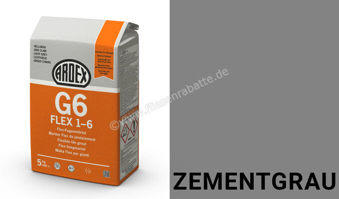 Ardex G6 FLEX 1-6 Flex-Fugenmörtel 5 kg Beutel zementgrau 19575 | 394627