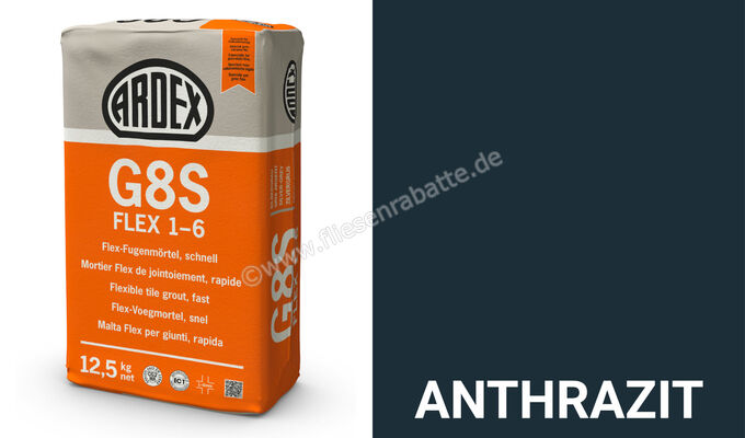 Ardex G8S FLEX 1-6 Flex-Fugenmörtel, schnell 5 kg Beutel Anthrazit 19582 | 394675