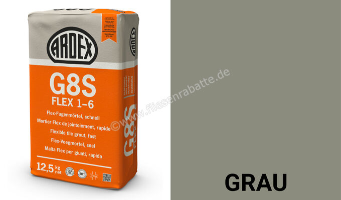 Ardex G8S FLEX 1-6 Flex-Fugenmörtel, schnell 5 kg Beutel Grau 19587 | 394681