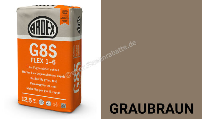 Ardex G8S FLEX 1-6 Flex-Fugenmörtel, schnell 5 kg Beutel Graubraun 24115 | 394714