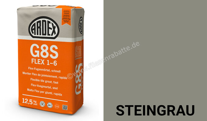 Ardex G8S FLEX 1-6 Flex-Fugenmörtel, schnell 5 kg Beutel Steingrau 24180 | 394720