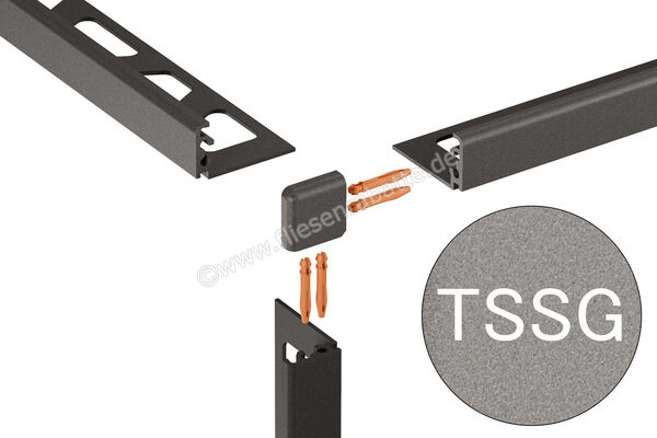 Schlüter Systems JOLLY-TSSG Außenecke 90° Aluminium TSSG - strukturbeschichtet steingrau Höhe: 12,5 mm EV/J125TSSG | 399883