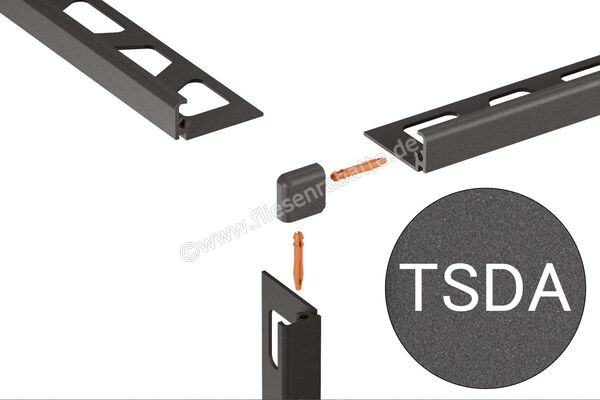  Schlüter Systems JOLLY-TSDA Außenecke 90° Aluminium TSDA - strukturbeschichtet dunkelanthrazit Höhe: 11 mm EV/J110TSDA | 400099