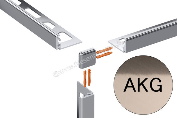 Schlüter Systems JOLLY-AKG Außenecke 90° Aluminium AKG - Aluminium kupfer glänzend eloxiert Höhe: 12,5 mm EV/J125AKG | 400432