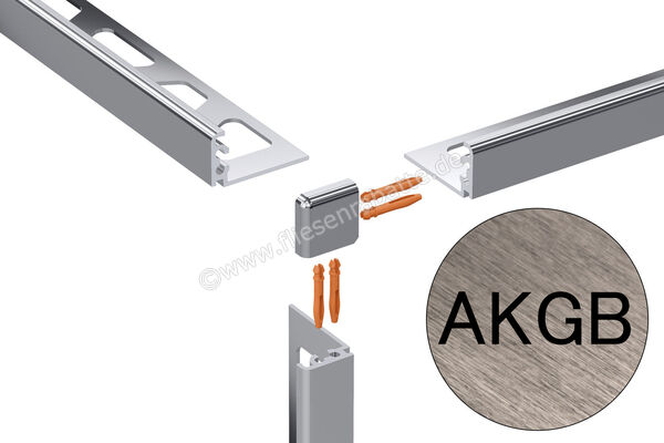 Schlüter Systems JOLLY-AKGB Außenecke 90° Aluminium AKGB - Aluminium kupfer gebürstet eloxiert Höhe: 12,5 mm EV/J125AKGB | 400873