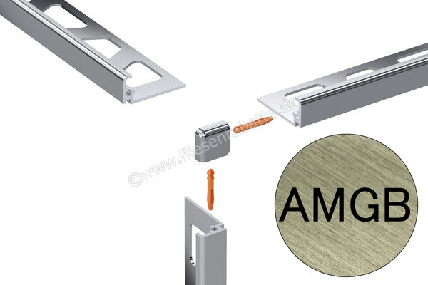 Schlüter Systems JOLLY-AMGB Außenecke 90° Aluminium AMGB - Aluminium messing gebürstet eloxiert Höhe: 6 mm EV/J60AMGB | 400900