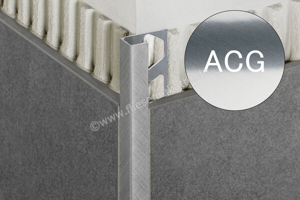  Schlüter Systems QUADEC-ACG Abschlussprofil Radiusstanzung Aluminium ACG - Aluminium chrom glänzend eloxiert H&ouml;he: 10 mm L&auml;nge: 3 m R/Q100ACG/300 | 403118