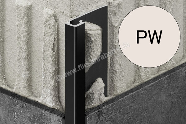  Schlüter Systems QUADEC-AC Abschlussprofil Radiusstanzung Aluminium PW - Perlweiß H&ouml;he: 4,5 mm L&auml;nge: 2,5 m R/Q45PW | 403496