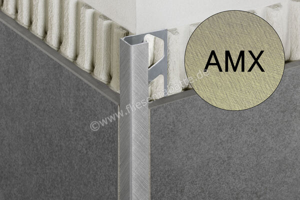 Schlüter Systems QUADEC-AMX Abschlussprofil Aluminium AMX - Aluminium messing kreuzgeschliffen eloxiert Höhe: 10 mm Länge: 2,50 m Q100AMX | 404852