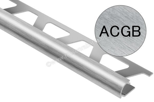 Schlüter Systems RONDEC-ACGB Abschlussprofil Aluminium ACGB - Aluminium chrom gebürstet eloxiert Höhe: 12,5 mm Länge: 2,5 m RO125ACGB | 405401