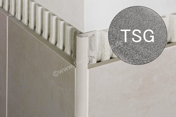 Schlüter Systems RONDEC-TSG Abschlussprofil Aluminium TSG - Aluminium strukturbeschichtet grau Höhe: 10 mm Länge: 2,5 m RO100TSG | 405752