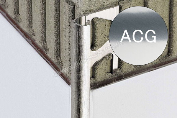 Schlüter Systems RONDEC-ACG Abschlussprofil Aluminium ACG - Aluminium chrom glänzend eloxiert Höhe: 10 mm Länge: 2,5 m RO100ACG | 406892
