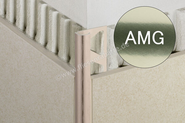 Schlüter Systems RONDEC-AMG Abschlussprofil Aluminium AMG - Aluminium messing glänzend eloxiert Höhe: 10 mm Länge: 2,5 m RO100AMG | 407087