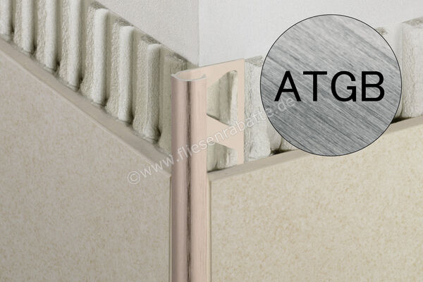 Schlüter Systems RONDEC-ATGB Abschlussprofil Aluminium ATGB - Aluminium titan gebürstet eloxiert Höhe: 10 mm Länge: 2,5 m RO100ATGB | 407135