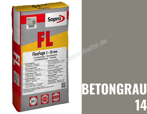 Sopro Bauchemie FlexFuge FL Flex-Fugenmörtel 5 kg Beutel Betongrau 14 6SC5601405 | 411979