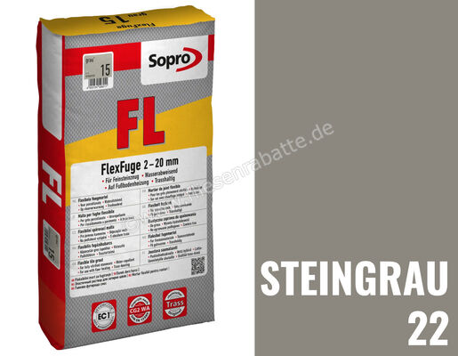 Sopro Bauchemie FlexFuge FL Flex-Fugenmörtel 25 kg Sack Steingrau 22 6SY5602225 | 411997