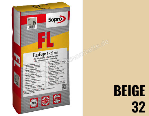 Sopro Bauchemie FlexFuge FL Flex-Fugenmörtel 25 kg Sack Beige 32 6SY5603225 | 412000