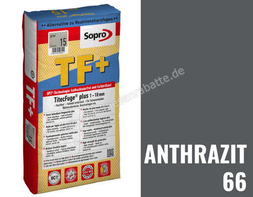 Sopro Bauchemie TitecFuge plus Fugenmörtel 1-10 mm hochfest 15 kg Sack Anthrazit 66 6SG5606615 | 412102