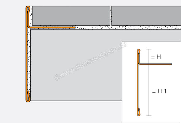 Schlüter Systems SCHIENE-STEP-EB Abschlussprofil - H1 = 39 mm Edelstahl V2A gebürstet EB - Edelstahl gebürstet Höhe: 11 mm Länge: 2,5 m SS110EB39 | 412621