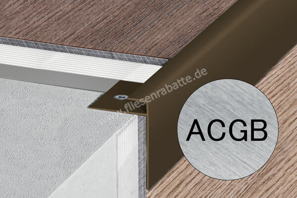 Schlüter Systems VINPRO-STEP-R Treppenprofil Aluminium ACGB - Aluminium chrom gebürstet eloxiert Höhe: 10 mm Länge: 2,5 m VPSTRL100ACGB | 412630