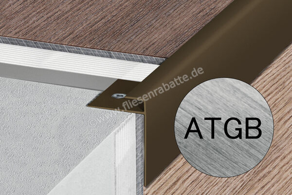 Schlüter Systems VINPRO-STEP-R Treppenprofil Aluminium ATGB - Aluminium titan gebürstet eloxiert Höhe: 10 mm Länge: 2,5 m VPSTRL100ATGB | 412633