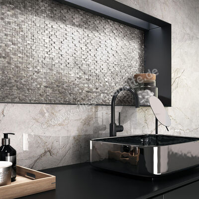  Dune Ceramica Materia Mosaics Halley Silver 28.4x30 cm Mosaik Matt Strukturiert Satin 187706 | 413650