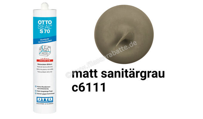 Otto Chemie OTTOSEAL S 70 Naturstein-Silikon 310 ml Kartusche Matt Sanitärgrau S7004C6111 | 418234