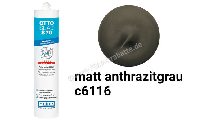 Otto Chemie OTTOSEAL S 70 Naturstein-Silikon 310 ml Kartusche Matt Anthrazitgrau S7004C6116 | 418249