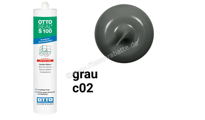 Otto Chemie OTTOSEAL S 100 Sanitär-Silikon 300 ml Kartusche Grau S10003C02 | 418288