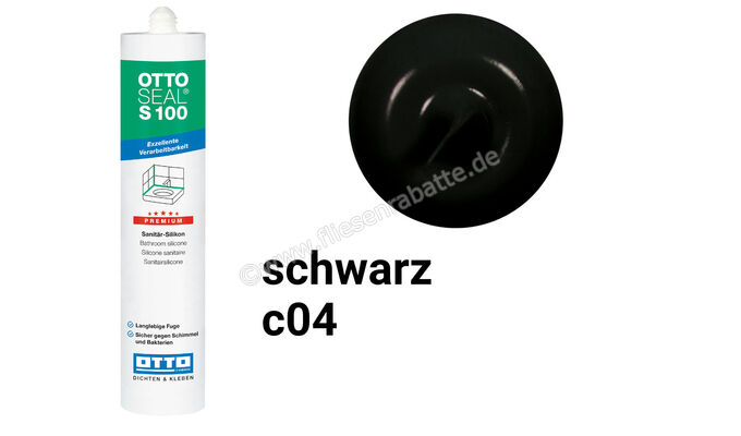 Otto Chemie OTTOSEAL S 100 Sanitär-Silikon 300 ml Kartusche Schwarz S10003C04 | 418291