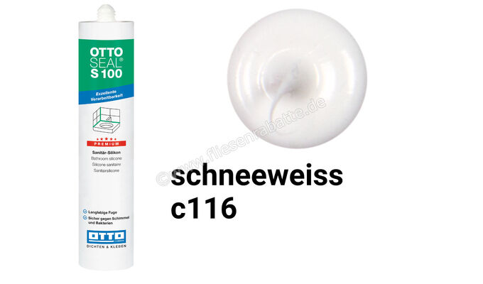 Otto Chemie OTTOSEAL S 100 Sanitär-Silikon 300 ml Kartusche Schneeweiss S10003C116 | 418339