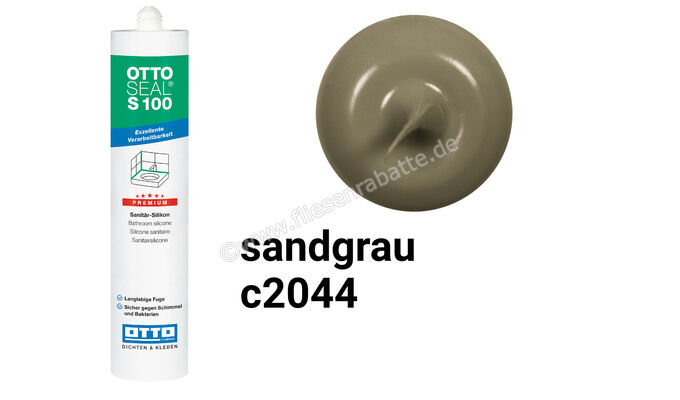 Otto Chemie OTTOSEAL S 100 Sanitär-Silikon 300 ml Kartusche Sandgrau S10003C2044 | 418363