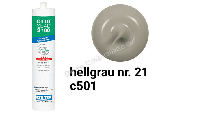 Otto Chemie OTTOSEAL S 100 Sanitär-Silikon 300 ml Kartusche Hellgrau Nr 21 S10003C501 | 418495