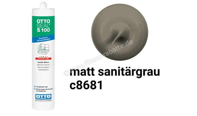 Otto Chemie OTTOSEAL S 100 Sanitär-Silikon 300 ml Kartusche Matt Sanitärgrau S10003C8681 | 418600