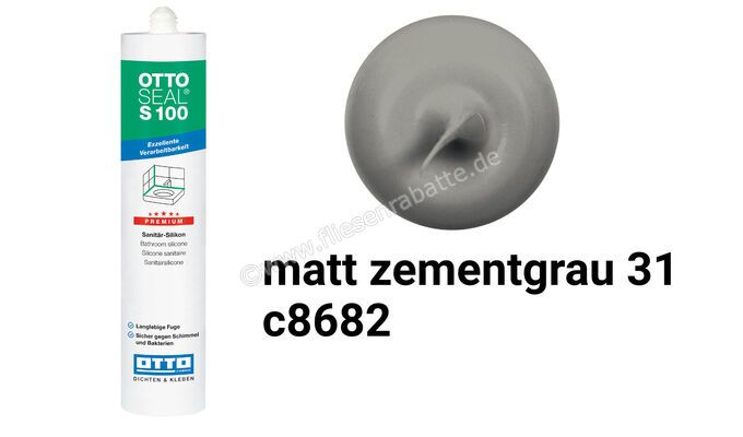 Otto Chemie OTTOSEAL S 100 Sanitär-Silikon 300 ml Kartusche Matt Zementgrau 31 S10003C8682 | 418603