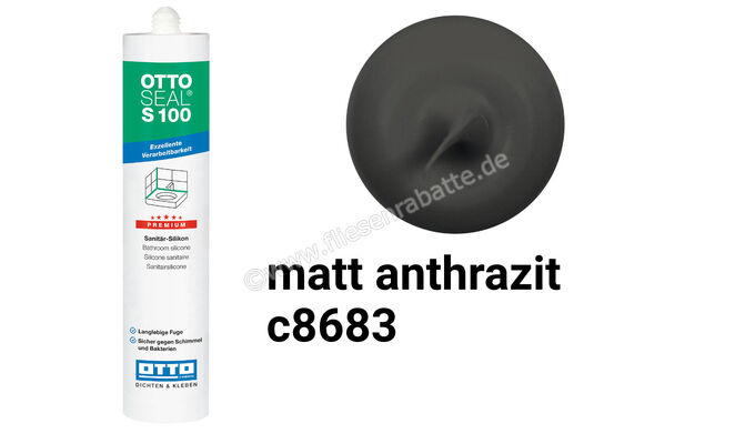 Otto Chemie OTTOSEAL S 100 Sanitär-Silikon 300 ml Kartusche Matt Anthrazit S10003C8683 | 418606