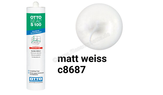 Otto Chemie OTTOSEAL S 100 Sanitär-Silikon 300 ml Kartusche Matt Weiß S10003C8687 | 418618